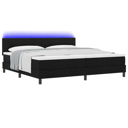 Letto a molle con strisce LED Nero 200 x 200 cm Tessuto | homemem39