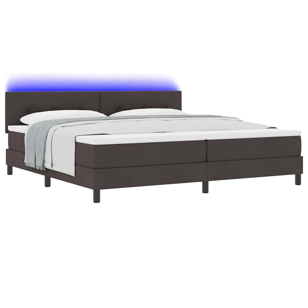 Letto a molle con testiera Marrone Scuro 200 x 200 cm Tessuto | homemem39