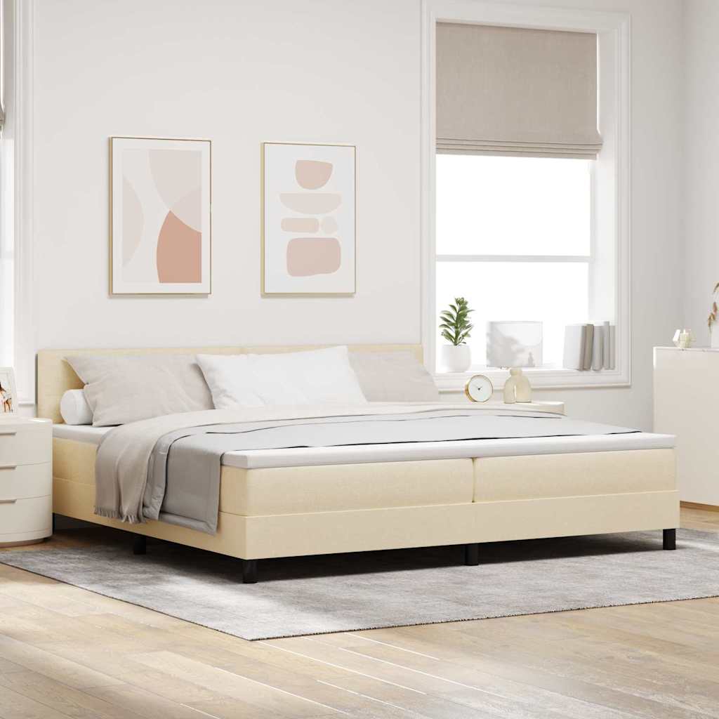 Letto a molle con strisce LED Crema 200 x 200 cm Tessuto | homemem39
