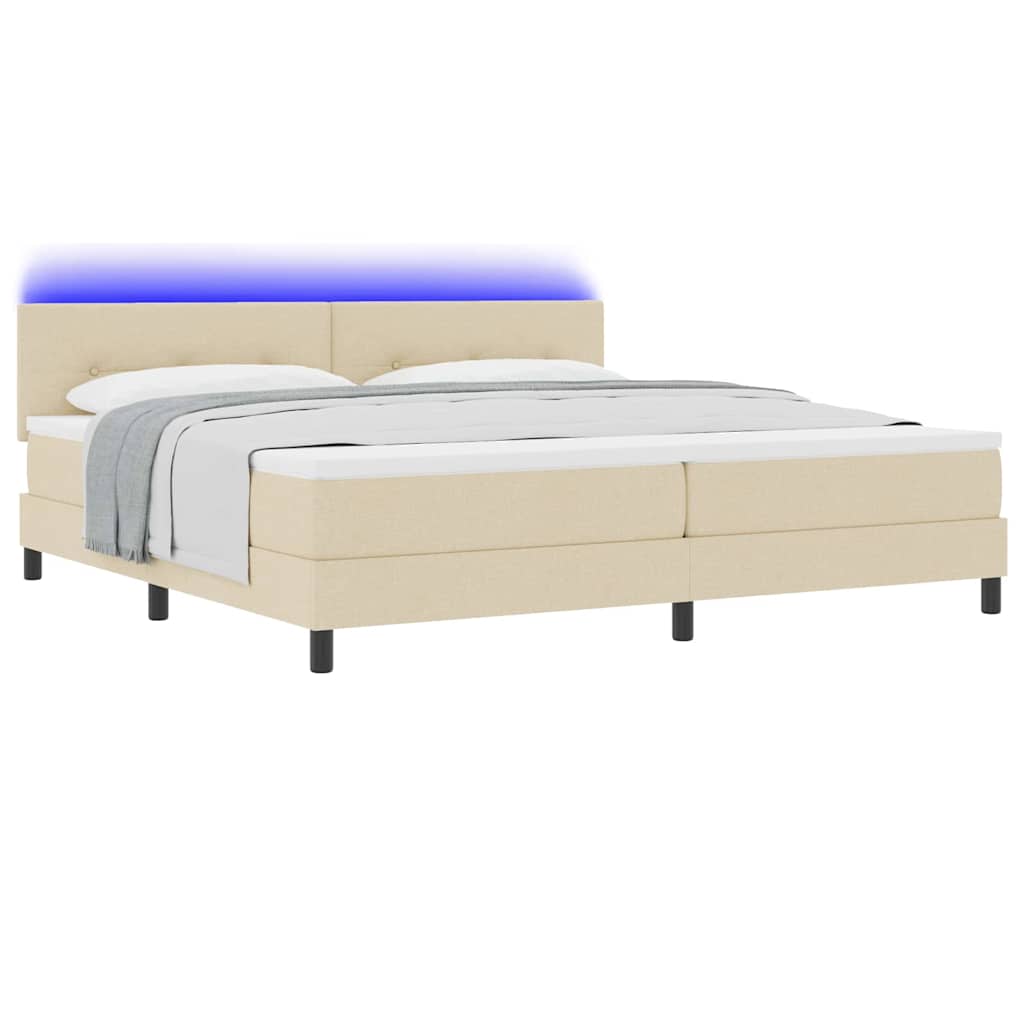 Letto a molle con strisce LED Crema 200 x 200 cm Tessuto | homemem39