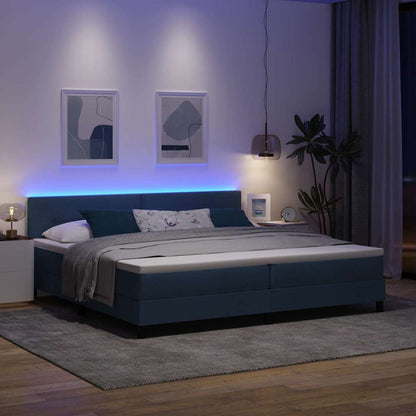 Letto a molle con strisce LED Blu 200 x 200 cm Tessuto | homemem39