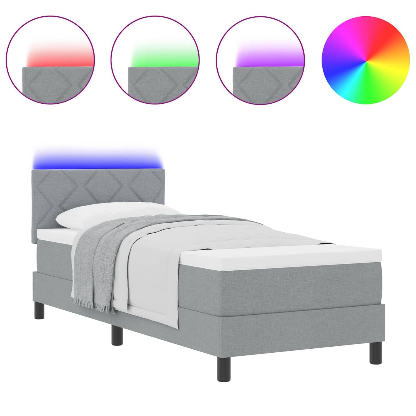 Letto a molle con materasso Grigio chiaro 80 x 200 cm Tessuto