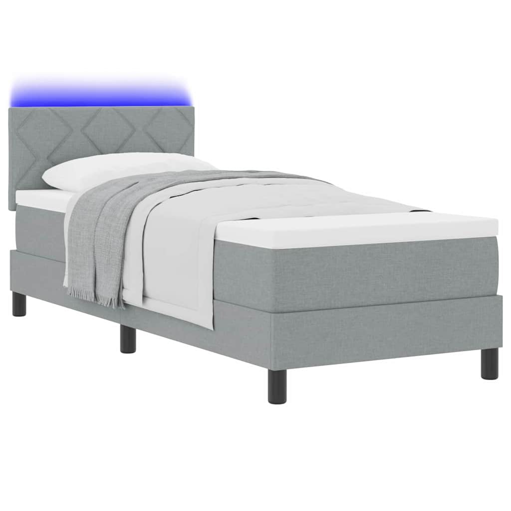 Letto a molle con materasso Grigio chiaro 80 x 200 cm Tessuto