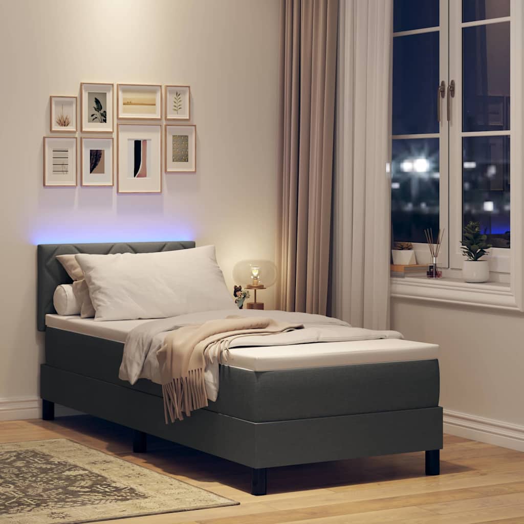 Letto a molle con cuscino Grigio scuro 80 x 200 cm Tessuto | homemem39