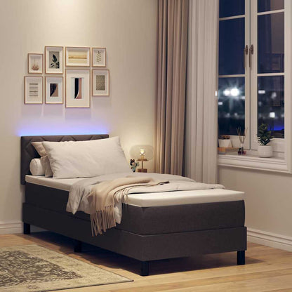 Letto a molle con strisce LED Marrone Scuro 80 x 200 cm Tessuto | homemem39