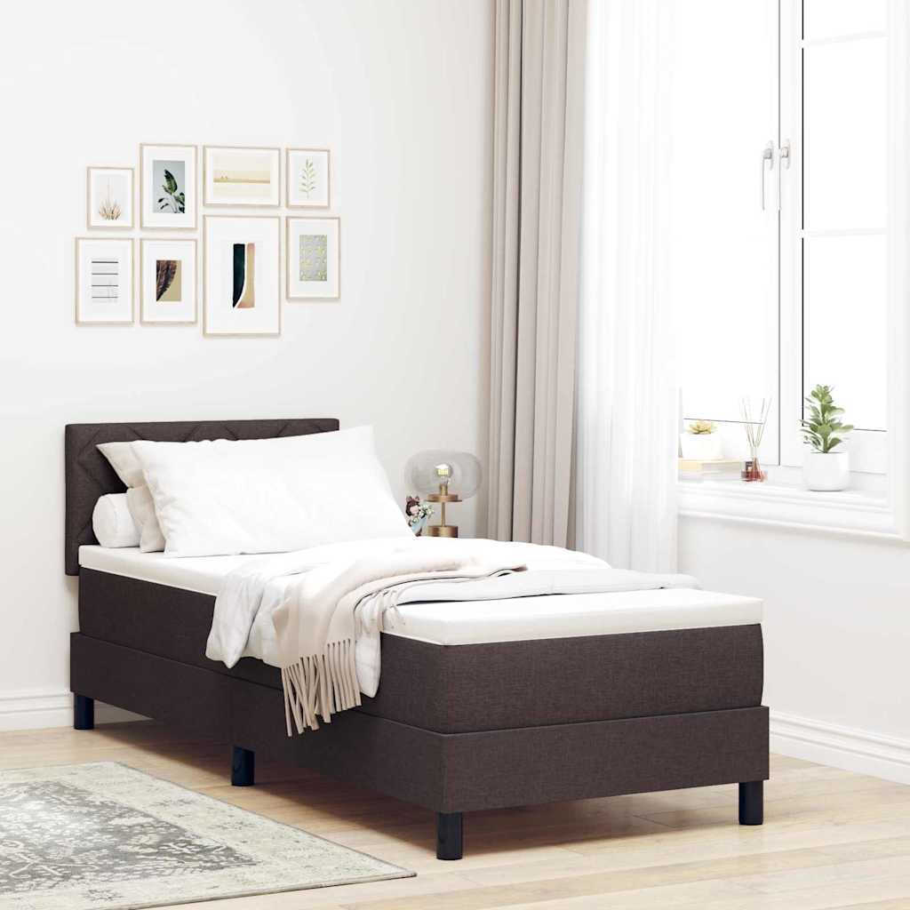 Letto a molle con strisce LED Marrone Scuro 80 x 200 cm Tessuto | homemem39