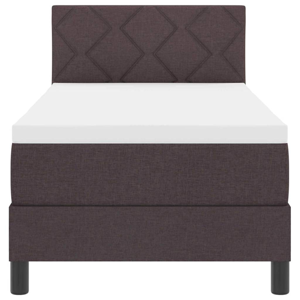 Letto a molle con materasso Marrone Scuro 80 x 200 cm Tessuto