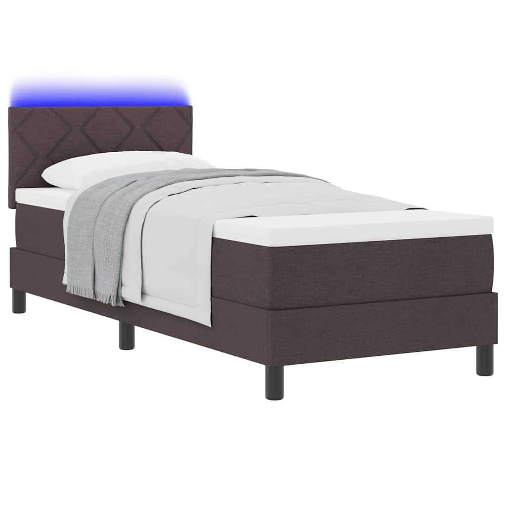 Letto a molle con strisce LED Marrone Scuro 80 x 200 cm Tessuto | homemem39