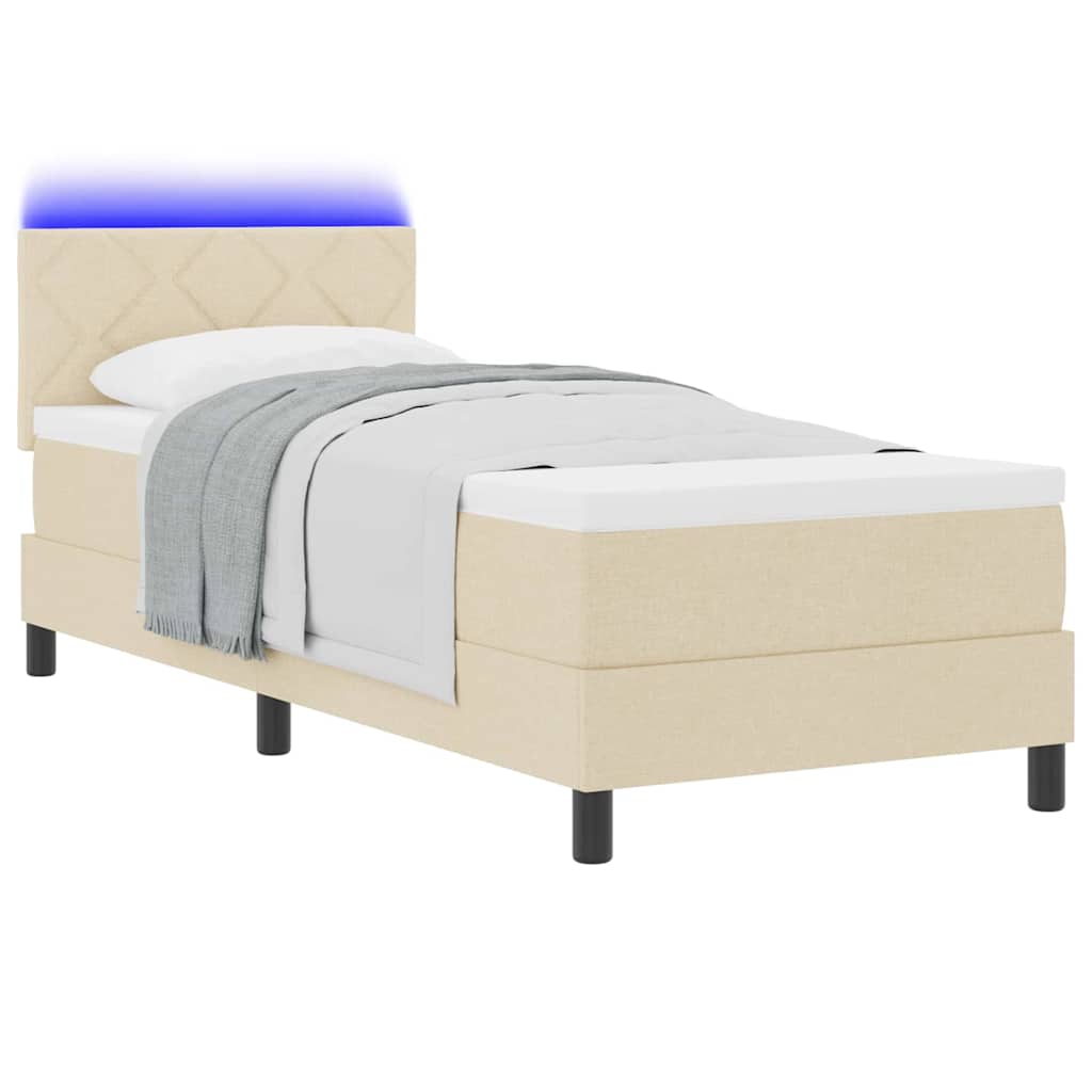 Letto a molle con materasso Crema 80 x 200 cm Tessuto