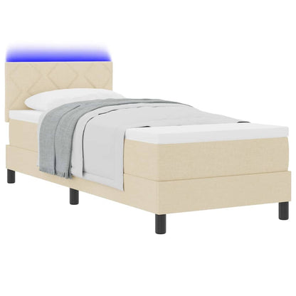 Letto a molle con materasso Crema 80 x 200 cm Tessuto