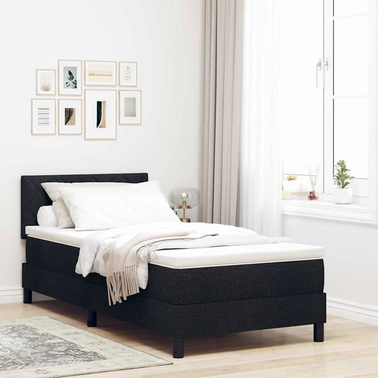 Letto a molle con cuscino con testiera Nero 90 x 190 cm Tessuto | homemem39