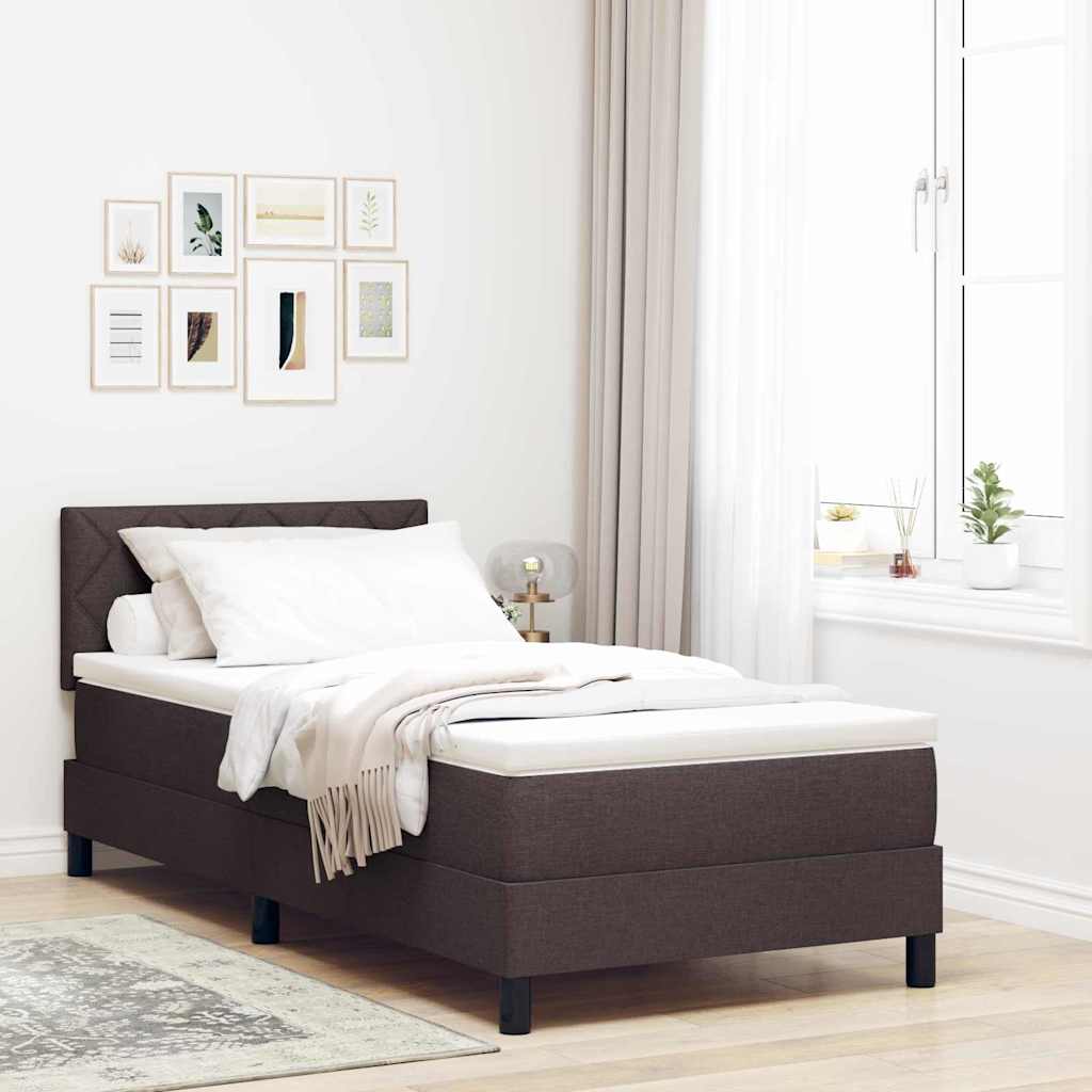 Letto a molle con strisce LED Marrone Scuro 90 x 190 cm Tessuto | homemem39
