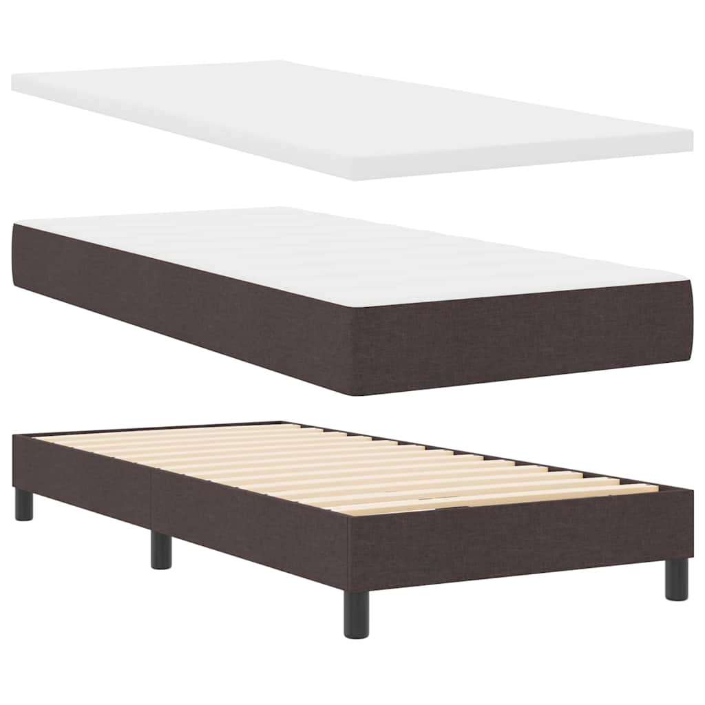 Letto a molle con strisce LED Marrone Scuro 90 x 190 cm Tessuto | homemem39