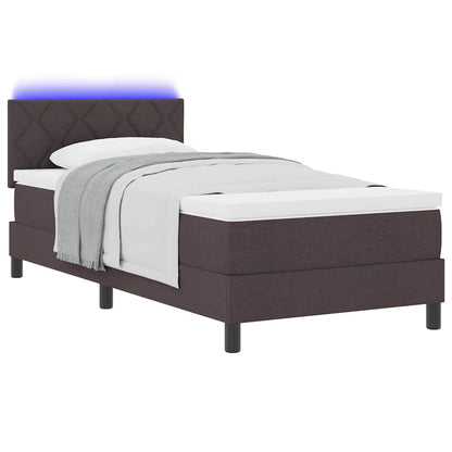 Letto a molle con strisce LED Marrone Scuro 90 x 190 cm Tessuto | homemem39