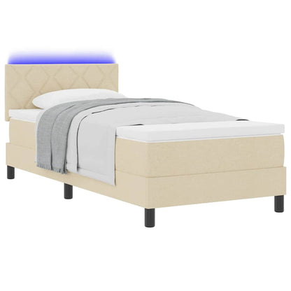 Letto a molle con strisce LED Crema 90 x 190 cm Tessuto | homemem39