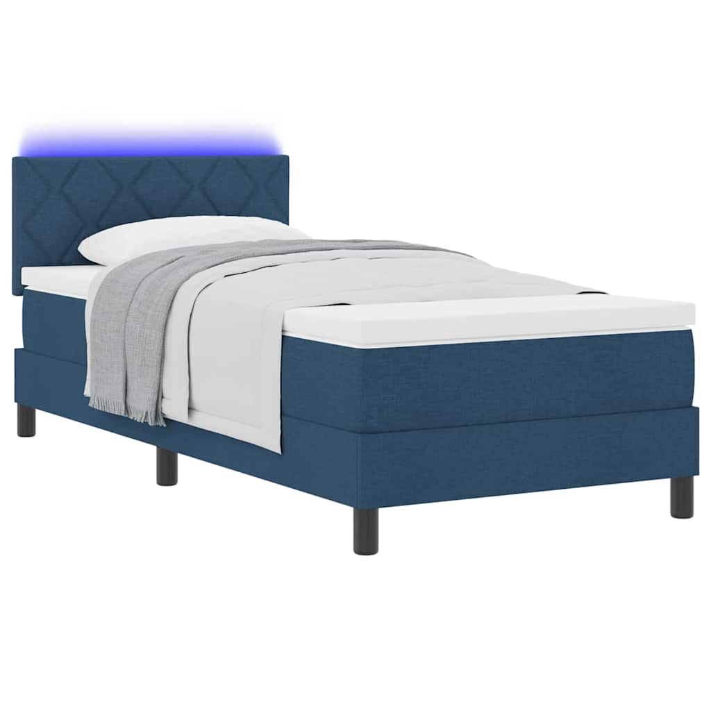 Letto a molle con materasso Blu 90 x 190 cm Tessuto
