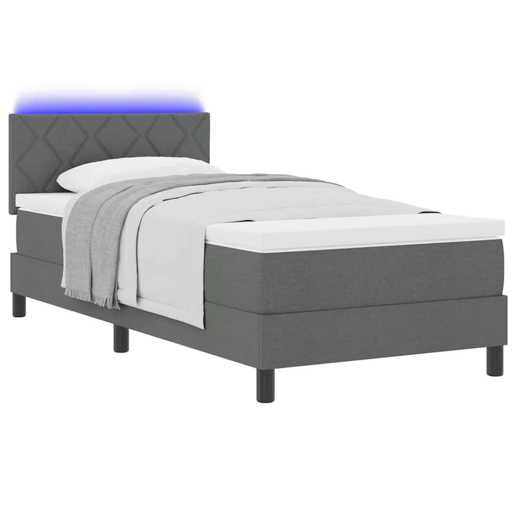 Letto a molle con strisce LED Grigio scuro 90 x 200 cm Tessuto | homemem39