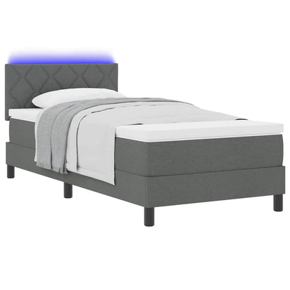 Letto a molle con strisce LED Grigio scuro 90 x 200 cm Tessuto | homemem39