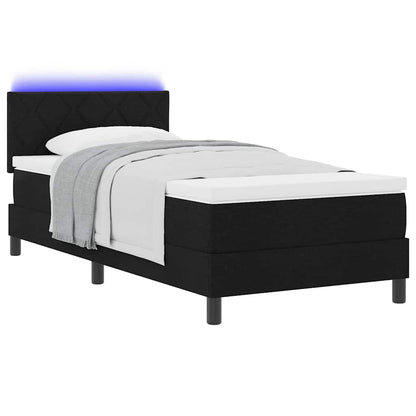 Letto a molle con cuscino con testiera Nero 90 x 200 cm Tessuto | homemem39