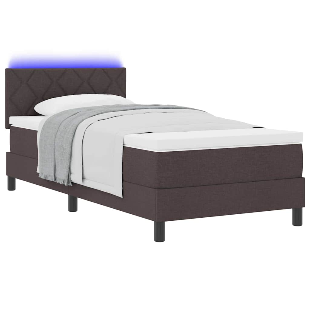 Letto a molle con testiera Marrone Scuro 100 x 200 cm Tessuto | homemem39