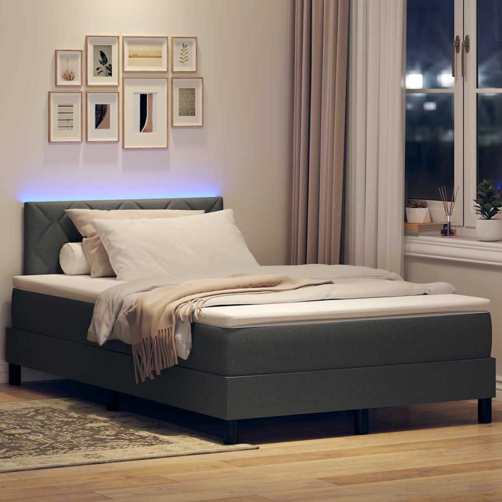 Letto a molle con strisce LED Grigio scuro 120 x 190 cm Tessuto | homemem39