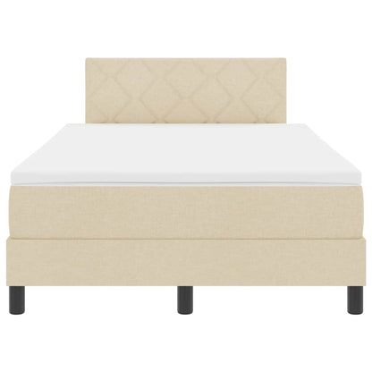 Letto a molle con materasso Crema 120 x 190 cm Tessuto