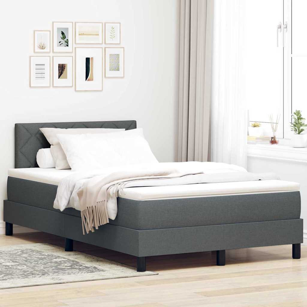 Letto a molle con materasso Grigio scuro 120 x 200 cm Tessuto