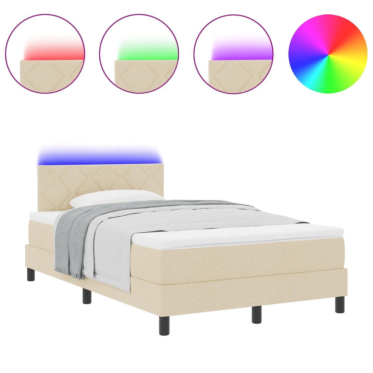 Letto a molle con materasso Crema 120 x 200 cm Tessuto