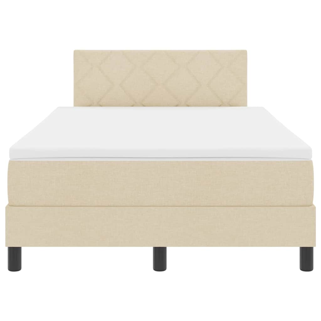 Letto a molle con materasso Crema 120 x 200 cm Tessuto