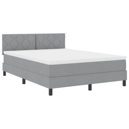 Letto a molle con testiera Grigio chiaro 140 x 190 cm Tessuto