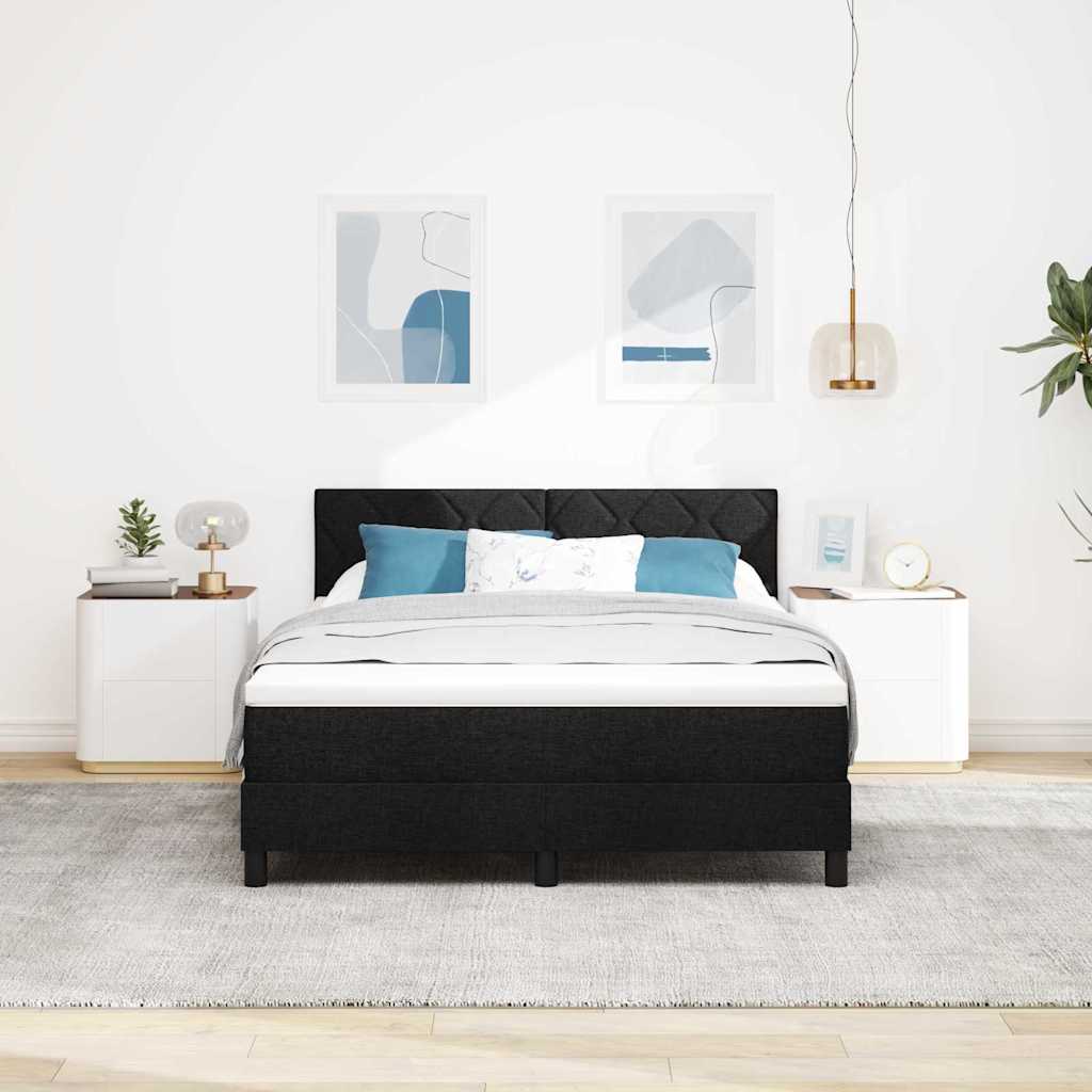 Letto a molle con strisce LED Nero 140 x 190 cm Tessuto | homemem39
