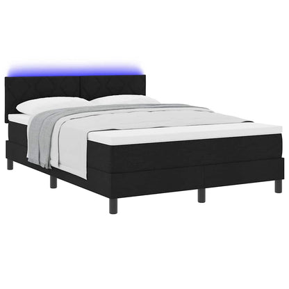 Letto a molle con strisce LED Nero 140 x 190 cm Tessuto | homemem39