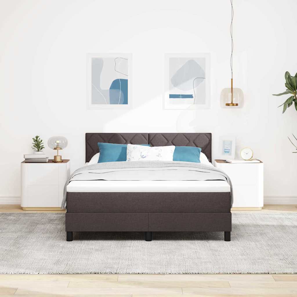 Letto a molle con testiera Marrone Scuro 140 x 190 cm Tessuto | homemem39