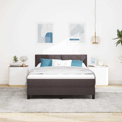 Letto a molle con testiera Marrone Scuro 140 x 190 cm Tessuto | homemem39