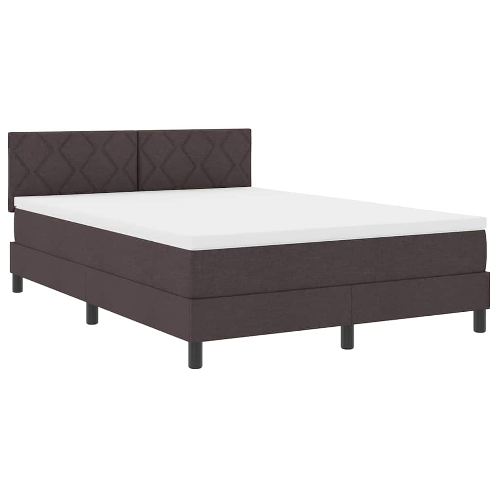 Letto a molle con testiera Marrone Scuro 140 x 190 cm Tessuto | homemem39