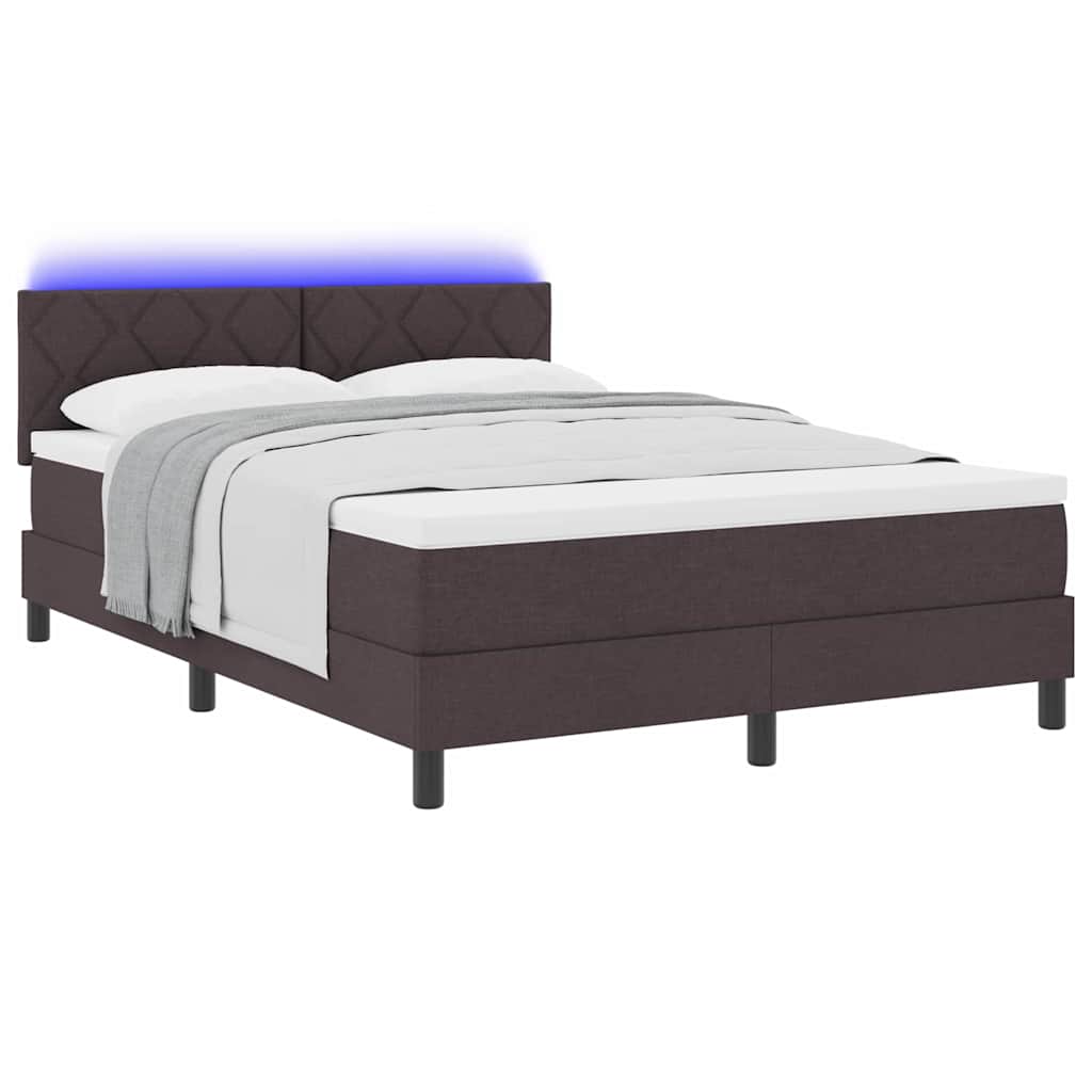 Letto a molle con testiera Marrone Scuro 140 x 190 cm Tessuto | homemem39