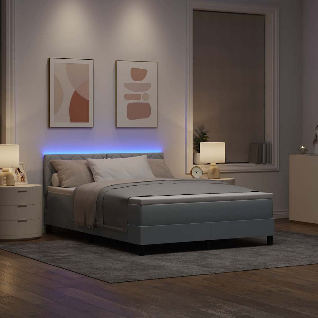 Letto a molle con materasso Grigio chiaro 140 x 200 cm Tessuto