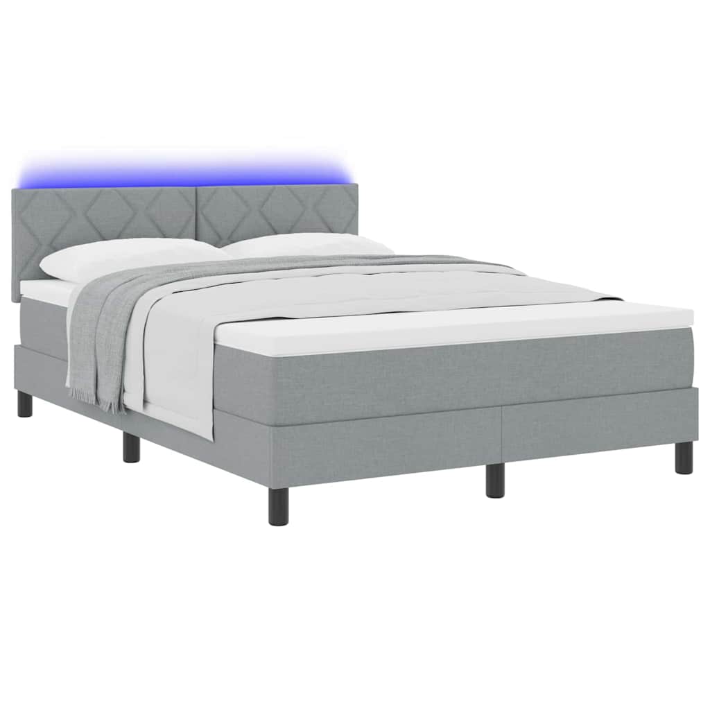 Letto a molle con testiera Grigio chiaro 160 x 200 cm Tessuto | homemem39
