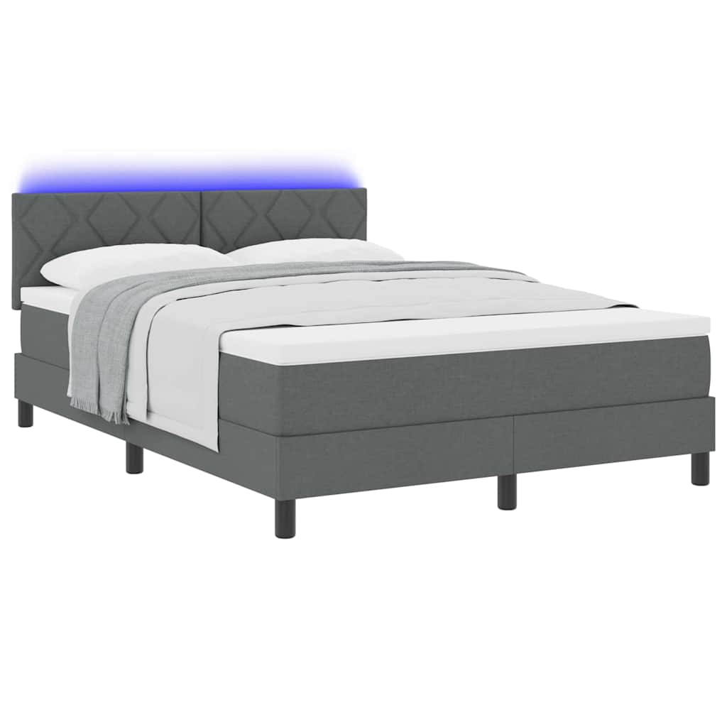 Letto a molle con strisce LED Grigio scuro 160 x 200 cm Tessuto | homemem39
