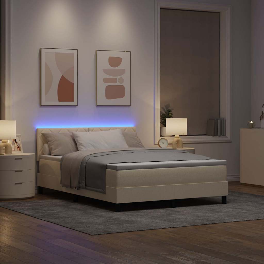 Letto a molle con cuscino Crema 160 x 200 cm Tessuto | homemem39