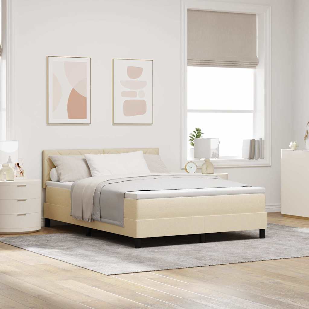 Letto a molle con cuscino Crema 160 x 200 cm Tessuto | homemem39