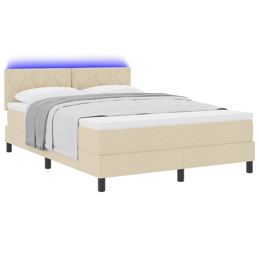 Letto a molle con cuscino Crema 160 x 200 cm Tessuto | homemem39