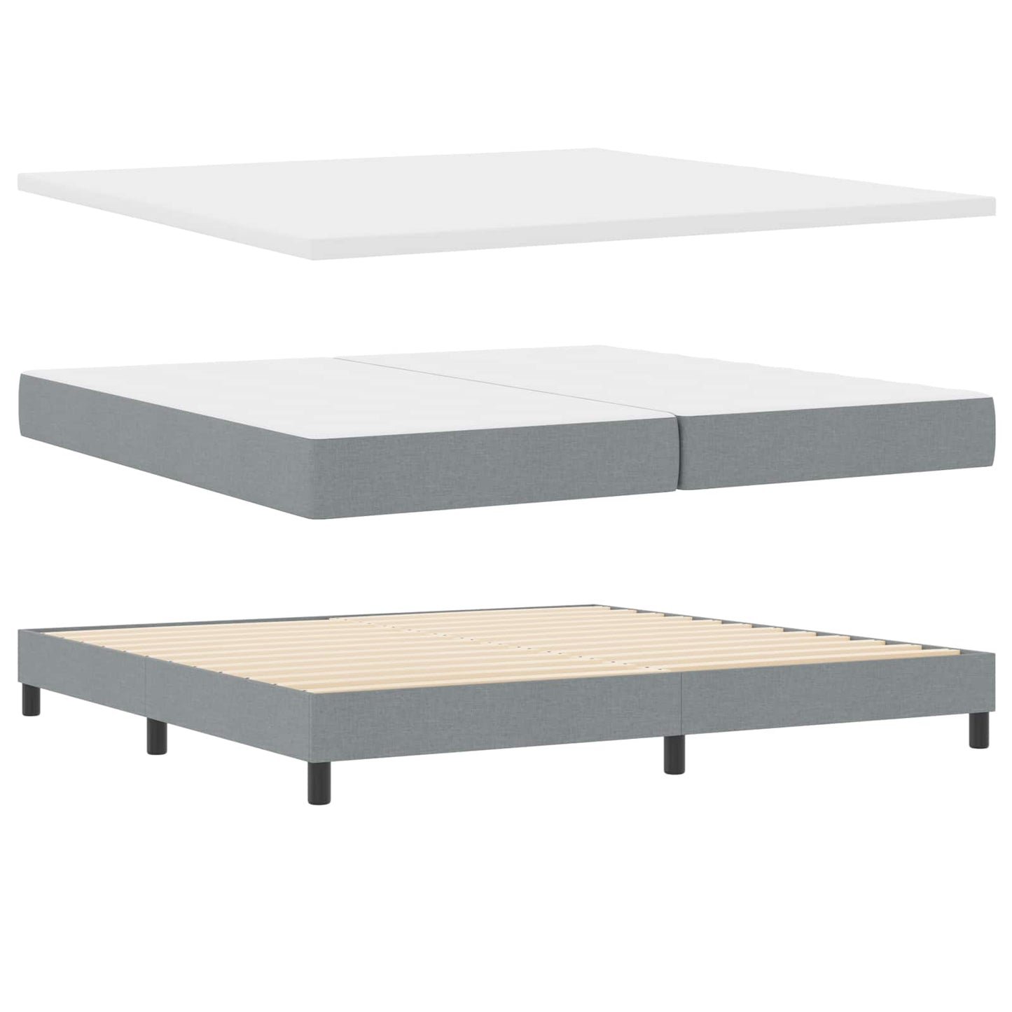 Letto a molle con testiera Grigio chiaro 200 x 200 cm Tessuto | homemem39