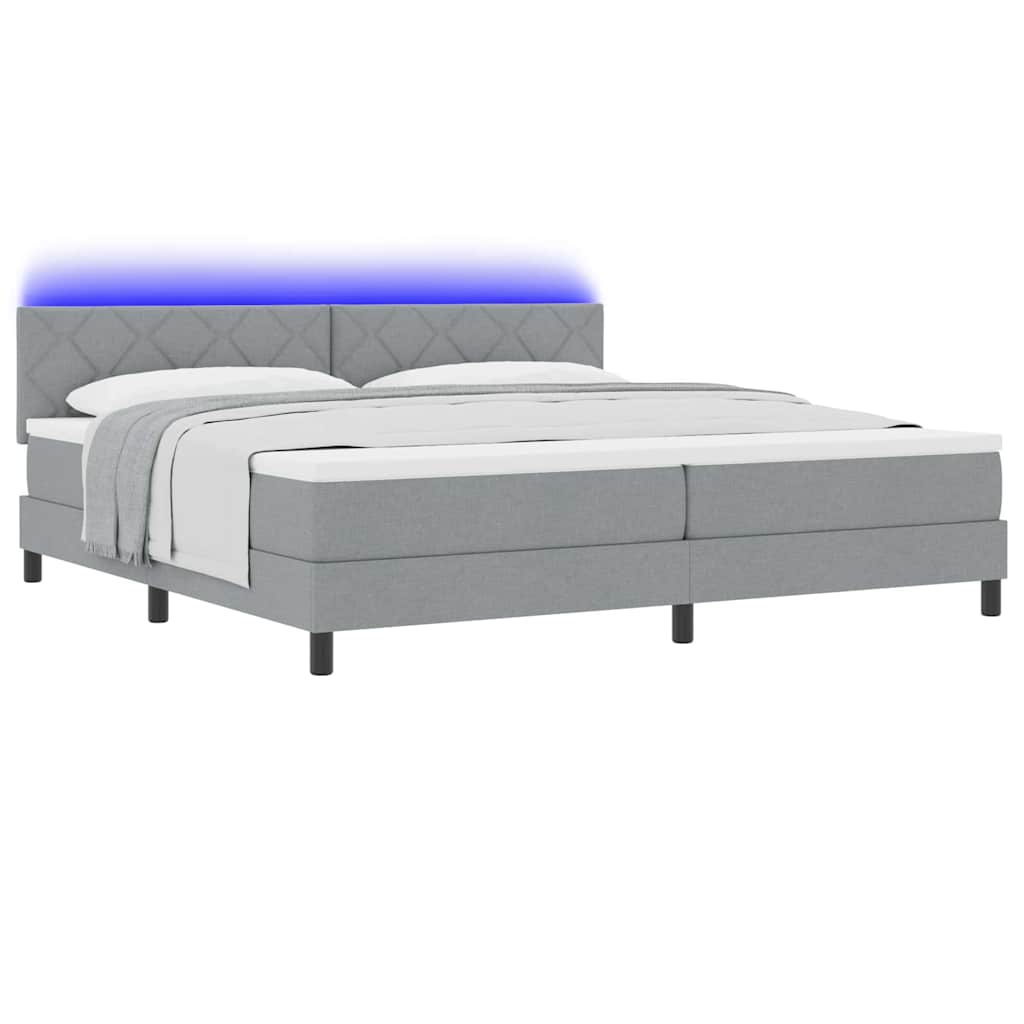 Letto a molle con testiera Grigio chiaro 200 x 200 cm Tessuto | homemem39