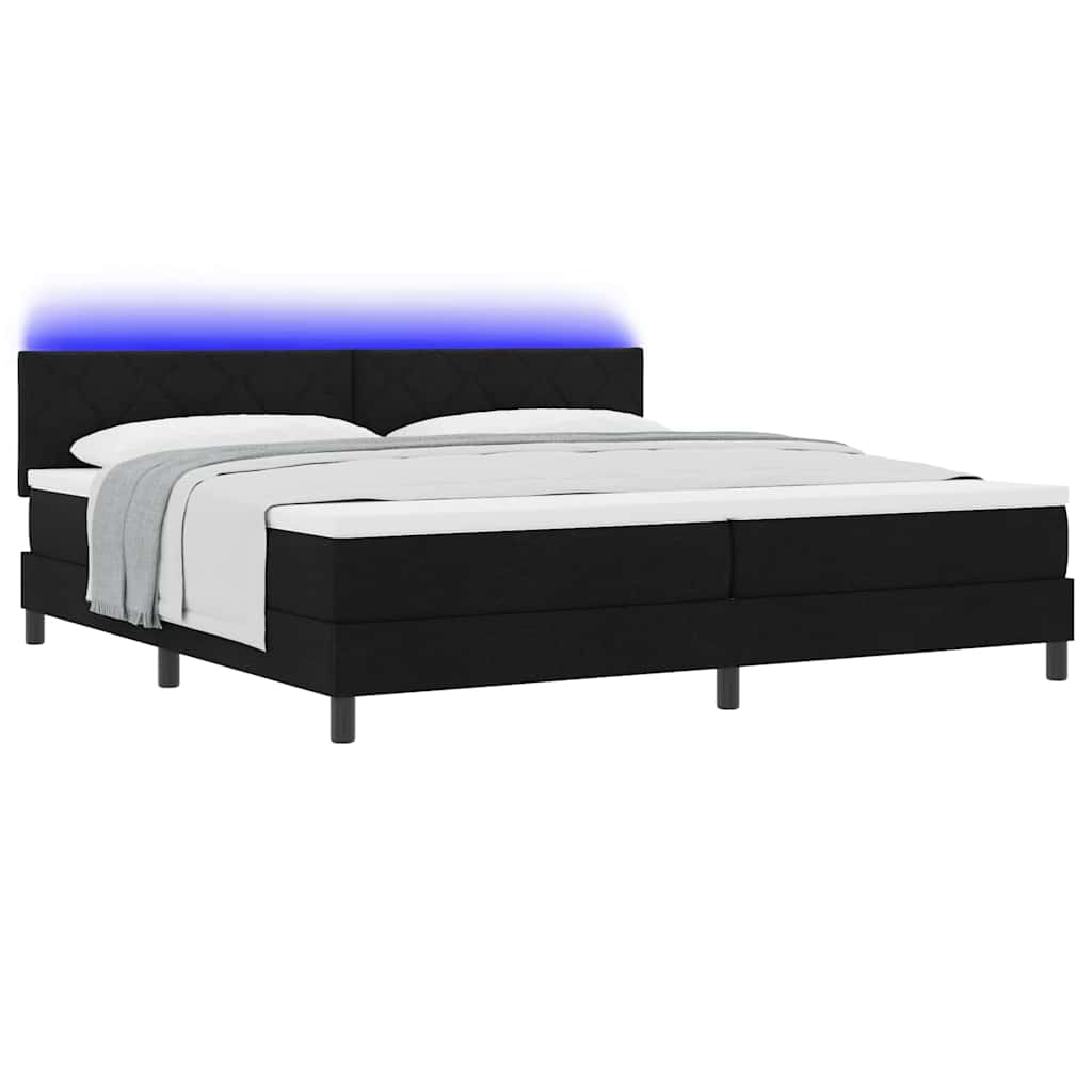 Letto a molle con materasso con led Nero 200 x 200 cm Tessuto | homemem39