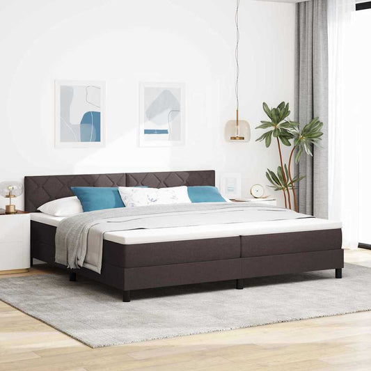 Letto a molle con materasso Marrone Scuro 200 x 200 cm Tessuto | homemem39