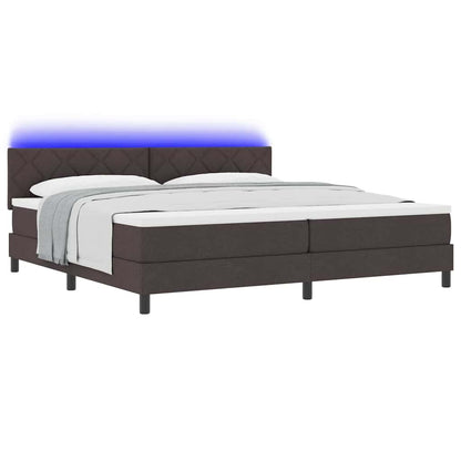 Letto a molle con materasso Marrone Scuro 200 x 200 cm Tessuto | homemem39
