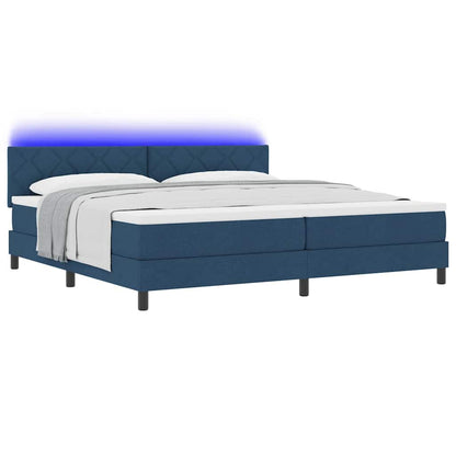 Letto a molle con cuscino con testiera Blu 200 x 200 cm Tessuto | homemem39