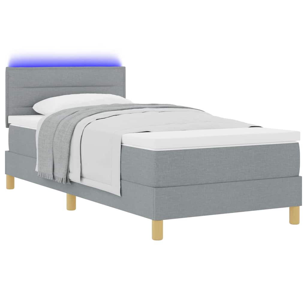 Letto a Sorgente LED Grigio chiaro 90 x 190 cm Tessuto | homemem39