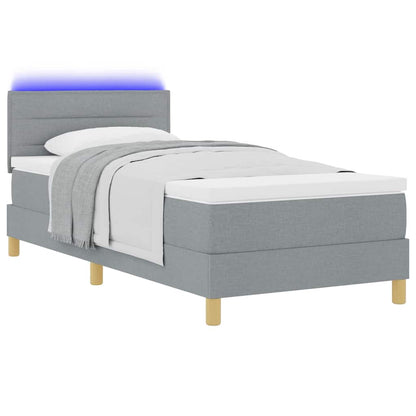 Letto a Sorgente LED Grigio chiaro 90 x 190 cm Tessuto